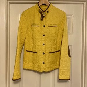Women’s Schneiders Adonis Yellow Quilted Linen Hunting Style Jacket Size 8 Snaps